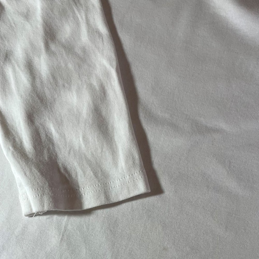 Women's White Cotton 3/4 Sleeve Top w/ Shoulder Button Accent (Large) - Picture 6 of 9